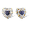 Natural Blue Sapphire Diamond 14K 585 Yellow Gold Earrings