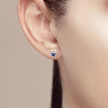 Natural Blue Sapphire Diamond 14K 585 Yellow Gold Earrings