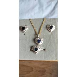 Natural Blue Sapphire Diamond 14K 585 Yellow Gold Earrings