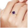 Genuine 14K Yellow Gold Ring Sparking Diamond Amethyst