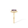 Genuine 14K Yellow Gold Ring Sparking Diamond Amethyst
