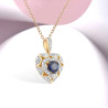Natural Blue Sapphire Diamond 14K 585 Yellow Gold Pendant