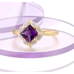 Жинхэнэ 14К шар алтан  Очир эрдэнийн ягаан чулуутай бөгж