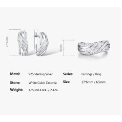 Sparkling white zircon Earring Ring Gold plated Sterling Silver