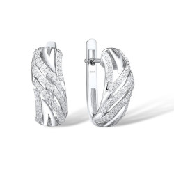 Sparkling white zircon Earring Ring Gold plated Sterling Silver