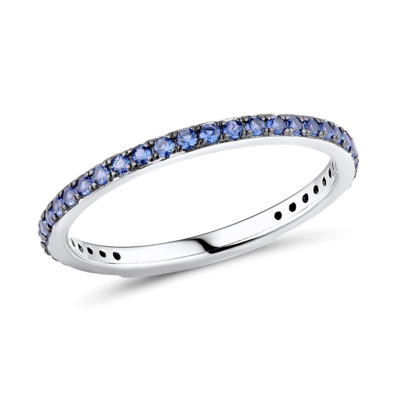 Blue zircon Gold plated  Sterling Silve Stackable Ring