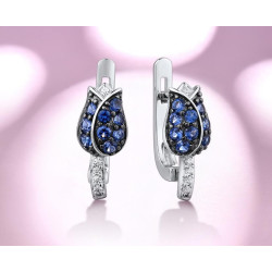 Цэнхэр алтанзул цэцэг циркон aлтаар бүрсэн мөнгөн ээмэг