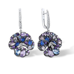 Цэцгэн олон өнгөтэй S925 сорьцтой мөнгөн алтаар бүрсэн хослол