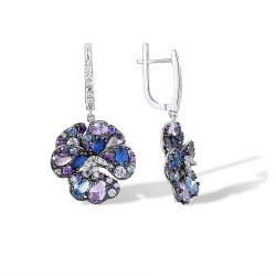 Multicolor Flower S925 sterling silver Gold plated jewelry set