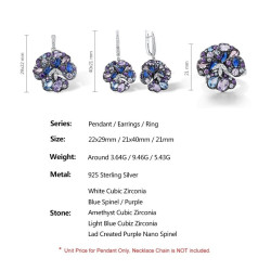 Multicolor Flower S925 sterling silver Gold plated jewelry set