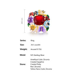 Red gemstone multucilor Gold plated Sterling Silver jewelry set