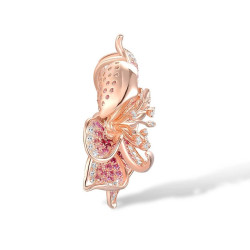 Том цэцгэн улаан ягаан цагаан циркон шигтгээтэй мөнгөн хослол