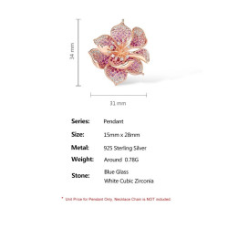 Том цэцгэн улаан ягаан цагаан циркон шигтгээтэй мөнгөн хослол