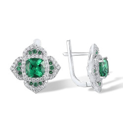 Green Emerald 18K gold plated  S925 Solid silver set