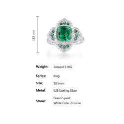 Green Emerald 18K gold plated  S925 Solid silver set