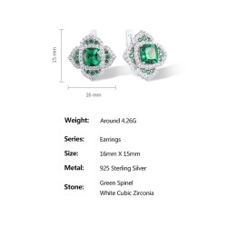 Green Emerald 18K gold plated  S925 Solid silver set