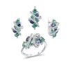 Sparkling Green Spinel Earrings Ring Pendant Set S925 Solid silver