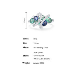 Sparkling Green Spinel Earrings Ring Pendant Set S925 Solid silver