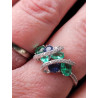 Sparkling Green Spinel Earrings Ring Pendant Set S925 Solid silver