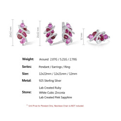 Created Ruby, Pink Sapphire  18K Gold plated Silver set