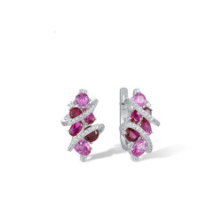 Created Ruby, Pink Sapphire  18K Gold plated Silver set