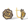Nano brown spinel  Yellow Gold plated Flower  Set