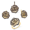Nano brown spinel  Yellow Gold plated Flower  Set