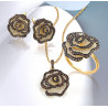 Nano brown spinel  Yellow Gold plated Flower  Set