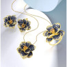 Blue Spinel Yellow Crystal Flower S925 Sterling Silver Jewelry set