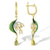 Green Enamel Flowers Yellow gold plated S925 Sterling Silver set
