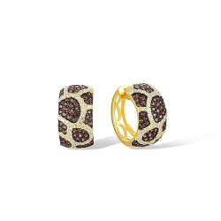 Yellow Gold plated Nano brown spinel Flower  Set