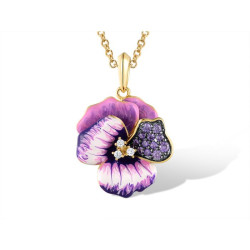 Amethyst  purple Enemal Flower S925 Sterling Silver Set