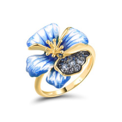 Цэнхэр циркон өнгийн цэцэгтэй  мөнгөн хослол