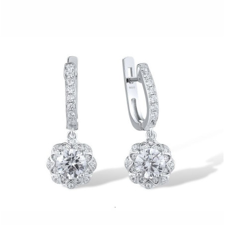 Sparkling white zircon Dangle Earring Gold plated  Sterling Silver