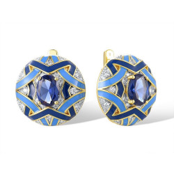 925 Sterling Silver Blue enamel zircon jewelry set