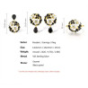 Black spinel  white enamel Yellow Gold plated Flower  Set