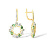 Green multi color gemstones dangle earrings  S925 Solid silver
