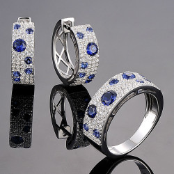 Blue Sapphire 925 Sterling Silver Jewelry Set