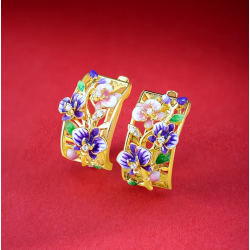 Beautiful 925 Sterling Silver Sparkling Enamel Flower Earrings