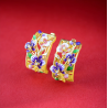 Beautiful 925 Sterling Silver Sparkling Enamel Flower Earrings