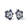 Created Sapphire  Flower S925 Sterling Silver Jewelry set