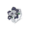Created Sapphire  Flower S925 Sterling Silver Jewelry set