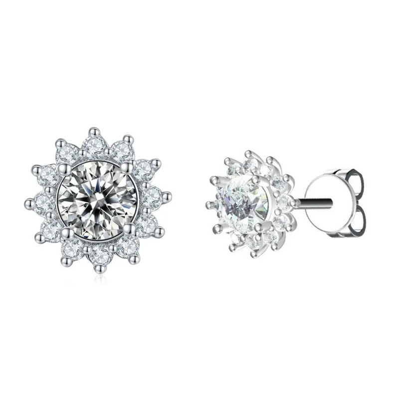 Sun flower  D color  Moissanite Gold plated Earrings