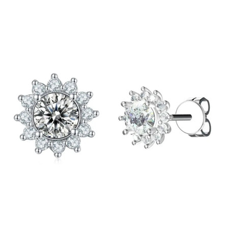 Sun flower  D color  Moissanite Gold plated Earrings