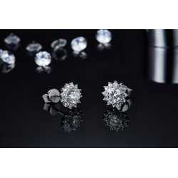 Sun flower  D color  Moissanite Gold plated Earrings