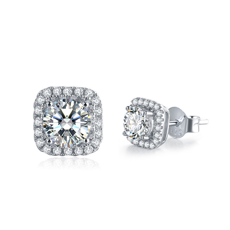 Round brilliant cut Moissanite Gold plated Earrings