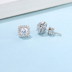 Round brilliant cut Moissanite Gold plated Earrings