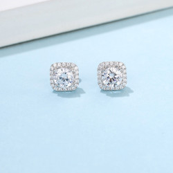 Round brilliant cut Moissanite Gold plated Earrings