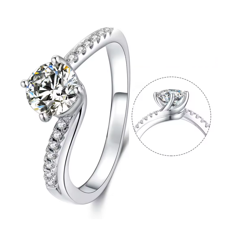 6.5mm Moissanite Diamond Gold plated Engagement Ring