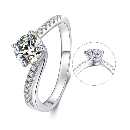 6.5mm Moissanite Diamond Gold plated Engagement Ring